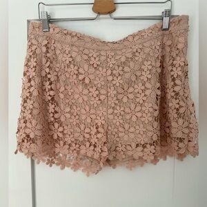 Adiva Floral Lace Women Shorts - Pink XL